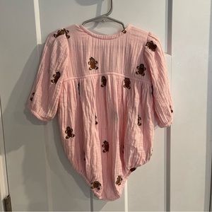 Pink Chicken Gingerbread Bubble Romper 12/18 months